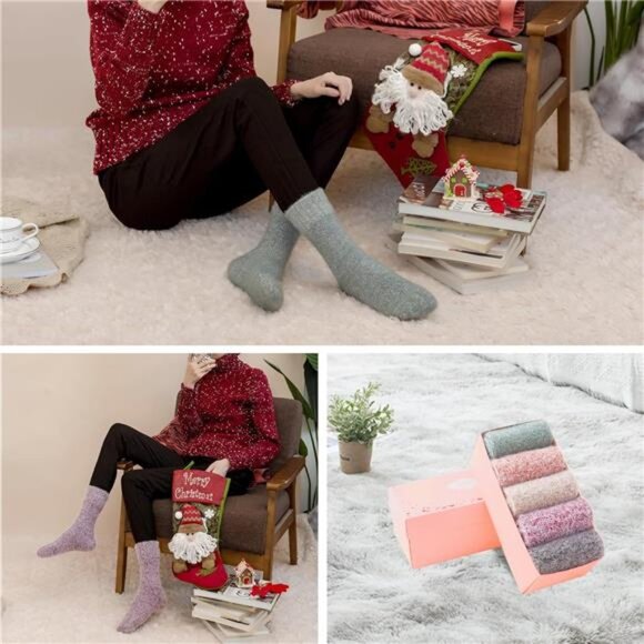New 5 Pairs Fuzzy Soft Cozy Comfortable Socks for Women, Casual Sleep Comfy Sock - Picture 6 of 6